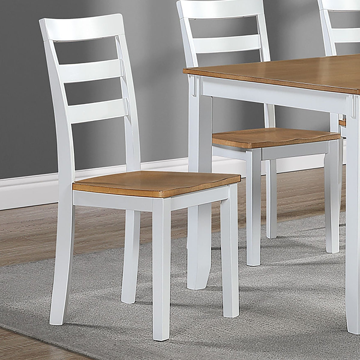 6 Piece Dining Set Table With 4 Side Chairs And Bench - Light Brown / White, photo 4 of 7