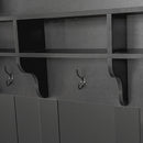 47.2" Wide Hall Tree with Bench and Shoe Storage, Multi-functional Storage Bench with 3 Hanging Hooks & Open Storage Space, Rectangle Storage & Shelves Coat Rack for Hallway, Black