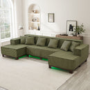 U-Shaped Sectional Sofa With RGB LED Light Strip And 6 Pillows by HouseOfZazla
