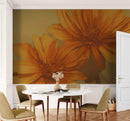 Vintage Pastel Floral Wallpaper – Yellow and Orange Botanical Flower Painting Wall Mural.