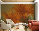 Vintage Pastel Floral Wallpaper – Yellow and Orange Botanical Flower Painting Wall Mural.