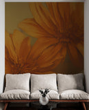 Vintage Pastel Floral Wallpaper – Yellow and Orange Botanical Flower Painting Wall Mural.