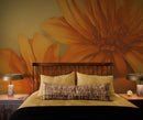 Vintage Pastel Floral Wallpaper – Yellow and Orange Botanical Flower Painting Wall Mural.