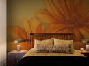 Vintage Pastel Floral Wallpaper – Yellow and Orange Botanical Flower Painting Wall Mural.