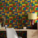 Colorful Lego Blocks Pattern Wallaper Mural.