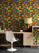 Colorful Lego Blocks Pattern Wallaper Mural.