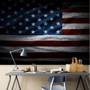 USA Flag Waving Wallpaper Mural – Patriotic Peel and Stick American Flag.