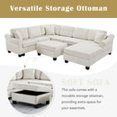 Contemporary U - Shaped Sectional Sofa With Movable Storage Ottoman by Unique Piece Furniture