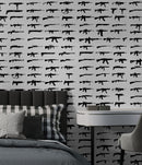 Gun Pattern Wall Mural. Urban Camo Wallpaper.
