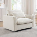 Beige Corduroy Deep Seat Single Sofa Accent Chair
