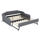 Full Size Upholstered Daybed With Trundle And USB Charging - Gray