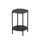 2-layer End Table with Whole Marble Tabletop, Round Coffee Table with Black Metal Frame for Bedroom Living Room Office (black, 1 piece)