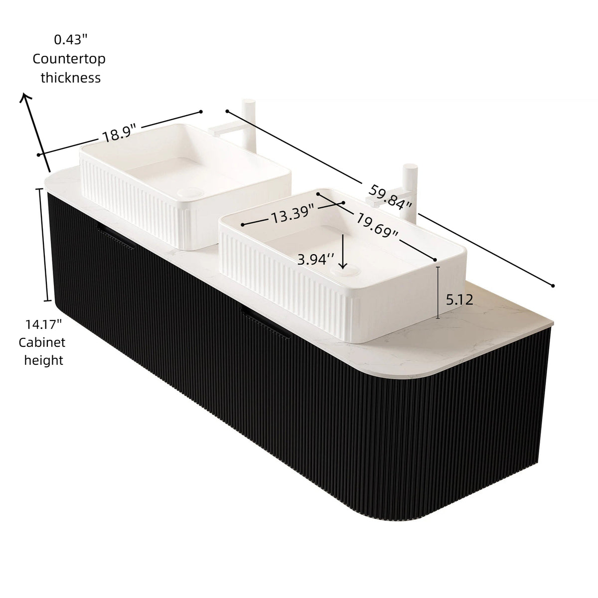 Dina 60" Bathroom Vanity & Sinks, photo 6 of 10