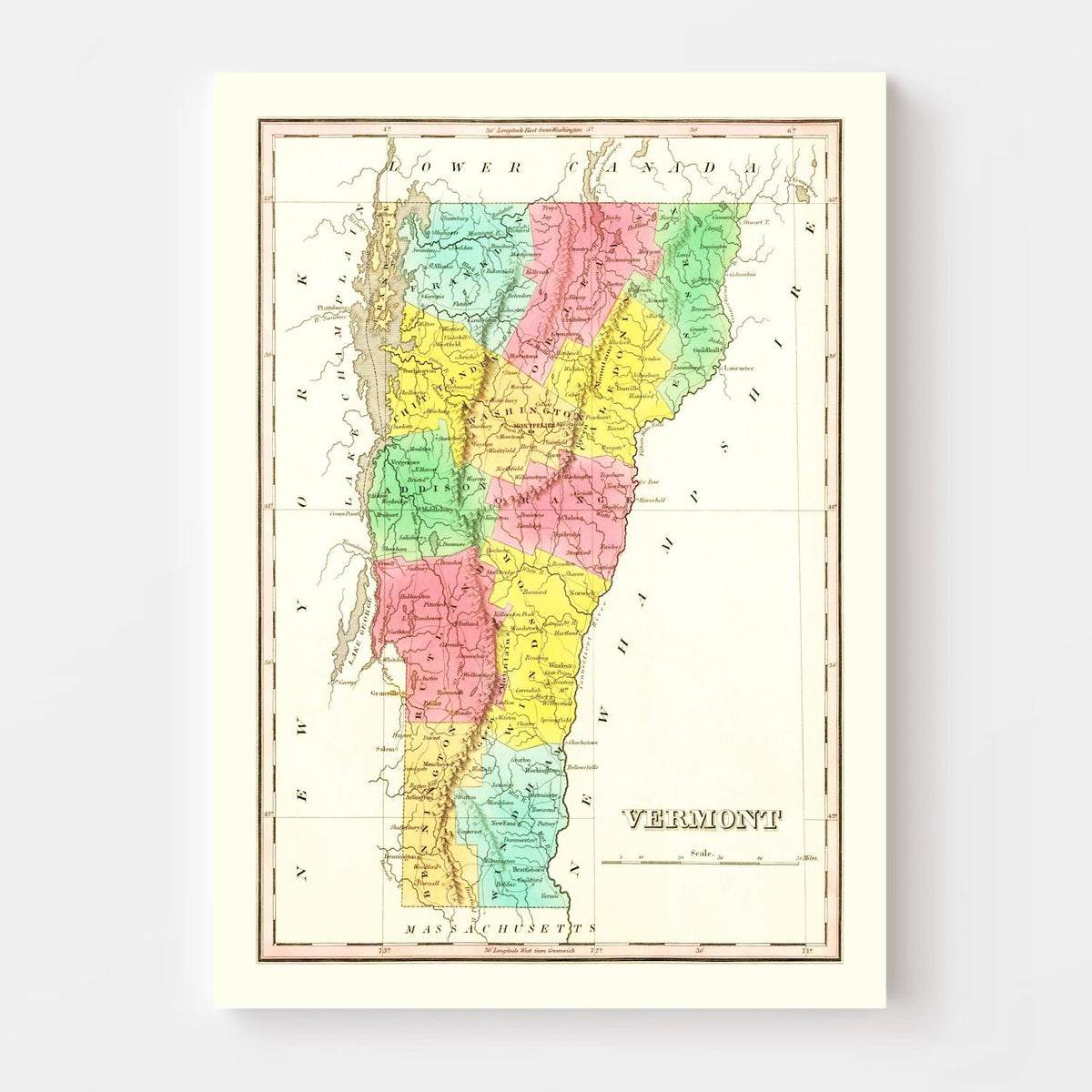Vintage Map of Vermont 1831, photo 4 of 5