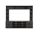 Wall Unit Entertainment Center With Bookshelves For TVs Up To 80", Tempered Glass Doors And Adjustable Shelves by HouseOfZazla