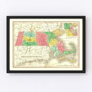 Vintage Map of Massachusetts 1831