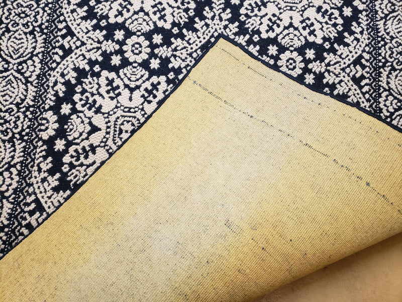 4x6 Power-Loomed Rug Dark Navy Blue & Ivory Oriental Carpet Nice