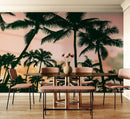 Sunset Wallpaper Mural. Palm Trees Tropical Vibe.