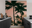 Sunset Wallpaper Mural. Palm Trees Tropical Vibe.