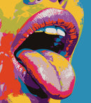 Glamour Chic Pop Art. Sexy Girl with Tongue Out Wall Mural.