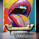 Glamour Chic Pop Art. Sexy Girl with Tongue Out Wall Mural.