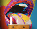 Glamour Chic Pop Art. Sexy Girl with Tongue Out Wall Mural.