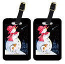 Snowman with Papillon Luggage Tag
