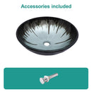 Crackle Vessel Sink With Pop Up Drain, Oval Bathroom Basin - Gray