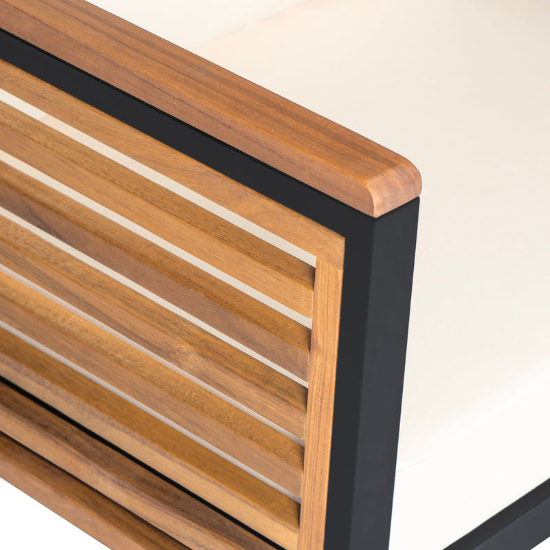 Outdoor 4-piece Acacia Wood and Metal Patio Sofa Set