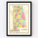 Vintage Map of Alabama 1831