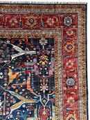 Hand-Knotted Afghani Bidjar Wool Rug – 9’x12’ – Intricate Geometric & Floral Motifs