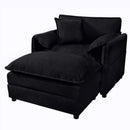 Oversized Chair With Movable Ottoman, Soft Upholstered Lounge Chair by HouseOfZazla