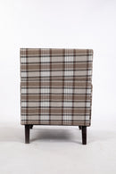 Upholstered Accent Chair with Brown Linen Fabric and Nailhead Trim by HouseOfZazla