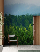 Green Forest Wallpaper Mural. Scenic Landscape Wall Mural.