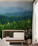 Green Forest Wallpaper Mural. Scenic Landscape Wall Mural.