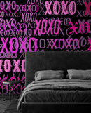 Pink XOXO Wallpaper Mural – Stylish Chic Glamour Girl’s Room Decor.