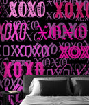 Pink XOXO Wallpaper Mural – Stylish Chic Glamour Girl’s Room Decor.