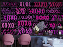 Pink XOXO Wallpaper Mural – Stylish Chic Glamour Girl’s Room Decor.