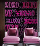 Pink XOXO Wallpaper Mural – Stylish Chic Glamour Girl’s Room Decor.