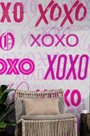 Pink XOXO Wallpaper Mural – Stylish Chic Glamour Girl’s Room Decor.