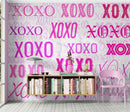 Pink XOXO Wallpaper Mural – Stylish Chic Glamour Girl’s Room Decor.