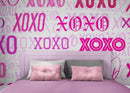 Pink XOXO Wallpaper Mural – Stylish Chic Glamour Girl’s Room Decor.