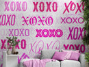 Pink XOXO Wallpaper Mural – Stylish Chic Glamour Girl’s Room Decor.