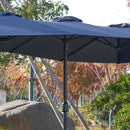 14.8 Ft Double Sided Outdoor Umbrella Rectangular Large with Crank (Navy blue)