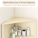 68 Inch Tall Corner Cabinet with 5 Shelves and 2 Fluted Doors for Bathroom-Beige by LJGDeals