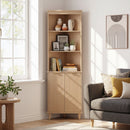68 Inch Tall Corner Cabinet with Fluted Doors for Bathroom by DirectDeals