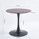 31.5"BLACK AND WALNUT Tulip Table Mid-century Dining Table for 2-4 people With Round Mdf Table Top, Pedestal Dining Table, End Table Leisure Coffee Table