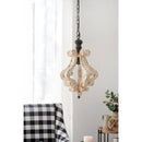 Farmhouse Chandeliar Distressed Pendant French Country Wood Chandelier For Living Room Foyer, Bulb Not Included - Antique Cream by HouseOfZazla