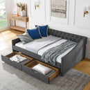 Upholstered Tufted Daybed With Drawers, Waved Arms by HouseOfZazla