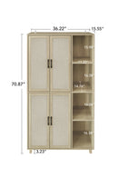 4 Door Cabinet with 4 Shelves with 4 Adjustable Inner Shelves, Storage Cabinet